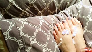 lotion and toy feet play