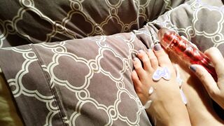 lotion and toy feet play