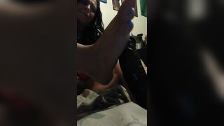 Toe suck feet job foot stretched