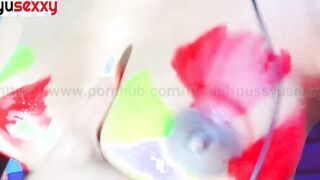 Collage cunt with mouth Body Painting ගෙඩි දෙකයි හුත්තයි පේන්ට් erotic movie rough finger fuck