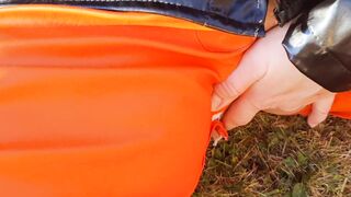 Soak pussyplay into LATEX raincoat and Hunter boots