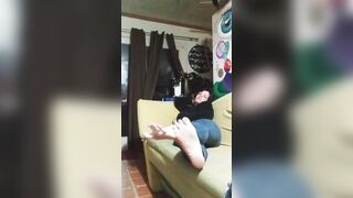 She catches you watching her toes and decides to tease you