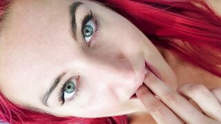 Hottie Red Haired Makes Herself SQUIRT and CUM with dildo
