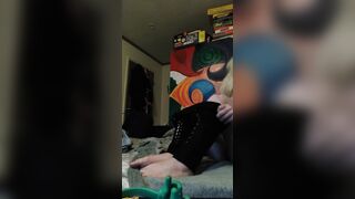 Hottie blonde Hispanic Strip and toe suck