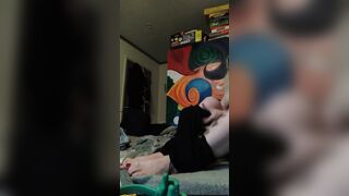 Hottie blonde Hispanic Strip and toe suck