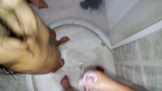 hispanic 18 yo being mistreated sucking off into sopay oral sex and soapy booty anal pleasure to her master