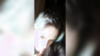 Blows finger bang, shows tongue and throat, titty tease