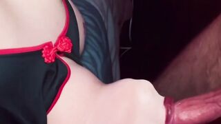 Tattooed cougar fucks a fan