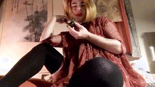 Cat Women Plays with Nipple Clamps, Hitachi, Ejaculates inside Underwear