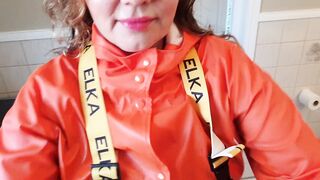 Greasing up rainwear before sex