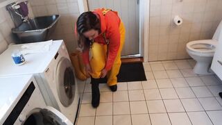 Greasing up rainwear before sex