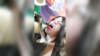 Morticia blows on heel