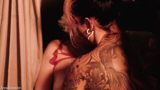 Female domination lesbo BONDAGE fun into pvc Arya Grander and Dredda Dark