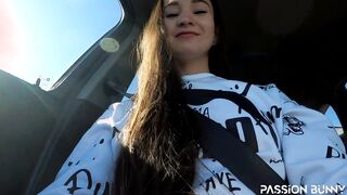 Vehicle solo finished with outside fucked my tight snatch and mouth outside - trip with PassionBunny