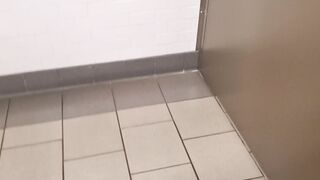 Silent pissing into sluts's restroom, because Guys's WC is closed...