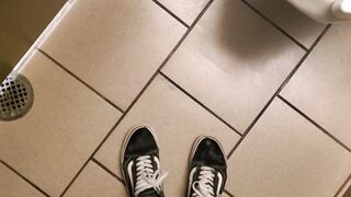Silent pissing into sluts's restroom, because Guys's WC is closed...