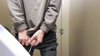 Silent pissing into sluts's restroom, because Guys's WC is closed...