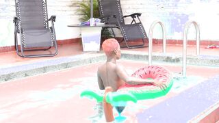1 day alone at home and I take the opportunity to masturbate into the pool