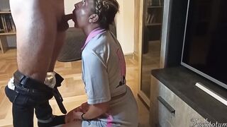Silly Frenchie College Cheerleader First Time asking for "Trick or