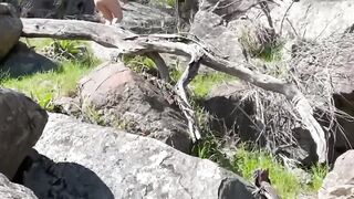 Exhibitionist Lovers Naked Hiking Hand Job and Jizzed