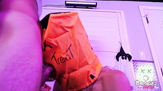 Trick or Treat: Slutty Housewife Blows off three Next Door on Halloween