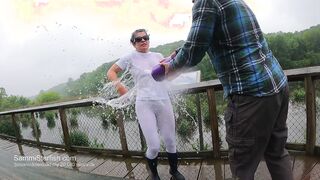 Soaking soak inside white pants