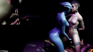 Liara & Judy banged into a locker room [strap, finger fuck, fisting, vagina licking]