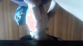 Nylon hooded, taped and blindfolded into a gorgeous deeply action and oral jizzed