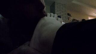 Worshiping crazy toes and soles blowing foot