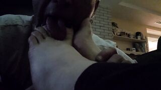 Worshiping crazy toes and soles blowing foot