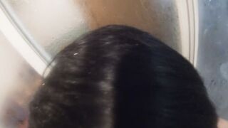 She wanted me so much that she climbed in my shower to suck sweetly , and let herself cum part