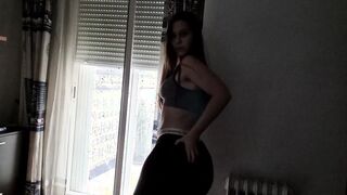 Modeling for a while and showing her melons