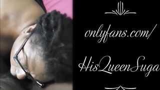 BBW gobbles cock to the base and comes African Milf His Queen Suga