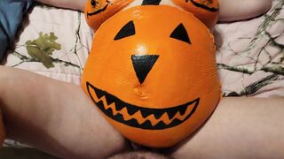 Goddess pregnant pumpkin squirting on huge dick