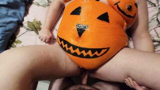 Goddess pregnant pumpkin squirting on huge dick