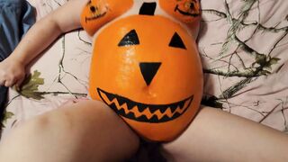 Goddess pregnant pumpkin squirting on huge dick
