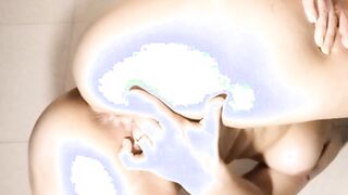 Beauty twat takes a shower, caresses herself, masturbates and ejaculates