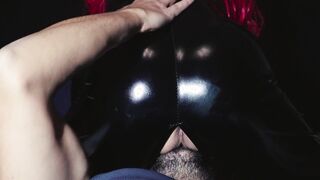 Redheaded women into rubber licked to orgasm - 4k scene