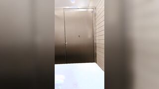 Basically nude smoking into the Walmart toilet