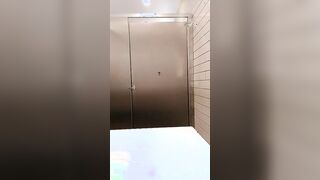 Basically nude smoking into the Walmart toilet