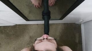 Submissive Ex-Wife Blows And Fucks Her Toy On A Mirror