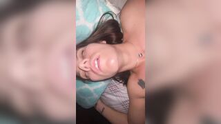 Daddy chokes me then fucks my cunt and tits rough.