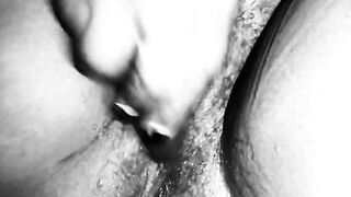Lusty at work, so I squirted at my desk (B&W)