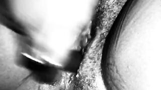 Lusty at work, so I squirted at my desk (B&W)
