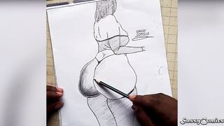 LONG BUTT AFRICAN cougar WEARING G-STRING || Comic Drawing