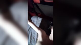 Tied thin alt slave blowing on my penis