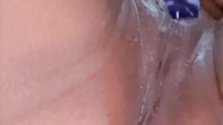 pov Chubby african, pierced nipple mom squirting with glass curved sex toy