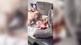 New titted 1st plowed cumshower - stroking big dick, butt plowed, titty pounded, hard butt to vagina fuckdoll
