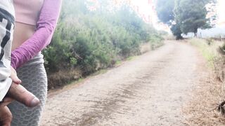 She pulls my cock out of her leggings on outdoors road so I can pissing