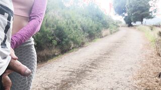 She pulls my cock out of her leggings on outdoors road so I can pissing